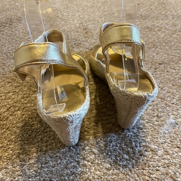 Diane von Furstenberg DVF Sudan Gold Leather Espadrille Wedge size 10M - Picture 11 of 11